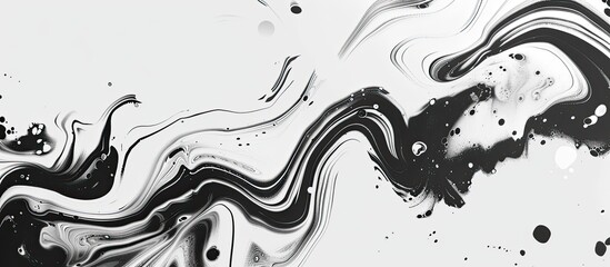 Poster - A detailed closeup of a monochrome ink swirl resembling a hair or eyelash pattern. This artistic drawing on a white background showcases intricate details and mesmerizing monochrome photography