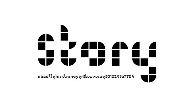 Mosaic font, pixeled alphabet, trendy letters and numbers made tile style, vector illustration 10eps