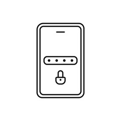 Poster - Password on the phone vector icon. Shield protection simple icon. Unlock code.