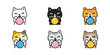 cat vector kitten icon yarn ball smile calico neko pet cartoon character munchkin illustration symbol clip art isolated design