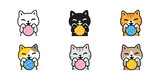 Fototapeta  - cat vector kitten icon yarn ball smile calico neko pet cartoon character munchkin illustration symbol clip art isolated design