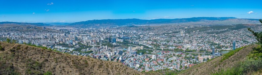 Wall Mural - Residential neighborhood of Tbilisi with a football arena, Georgia