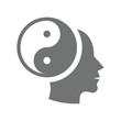 Yin and yang Zen mind icon. Harmony and balance, meditation vector.