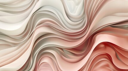 Wall Mural - Soft pastel wave patterns. Abstract background in beige and pink tones.