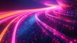 3D render abstract background with neon light lines speed, in the style of neon pink and neon yello
