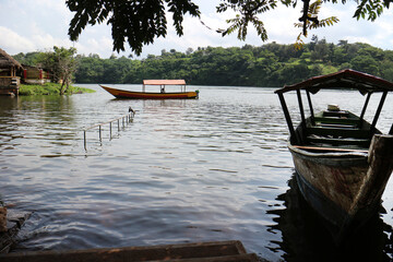 Nile river - Uganda. A small boat on the Nile.