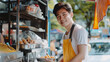 © Ruslan - Young smiling Asian man preparing local delicious food in a van on wheels