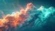 A 3D render of a colorful cloud with glowing neon, evoking a sense of wonder and magic