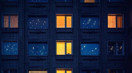 Poster - the windows on the building twinkle like stars in th ai generated illustration