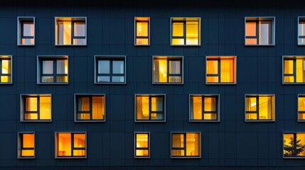Poster - the windows on the building glow like lanterns in th ai generated illustration