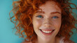closeup portrait of an amazing young red curl hair woman, generative Ai