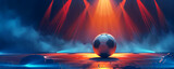 Fototapeta Mapy - A football on a stadium with flying ball . Banner of soccer game. Sport concept.