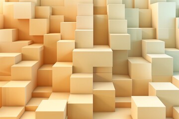 A series of cubes, spheres, and pyramids arranged in a pattern that plays tricks on the eye. Generative AI