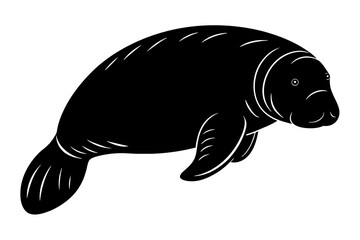 Wall Mural - manatee silhouette vector illustration