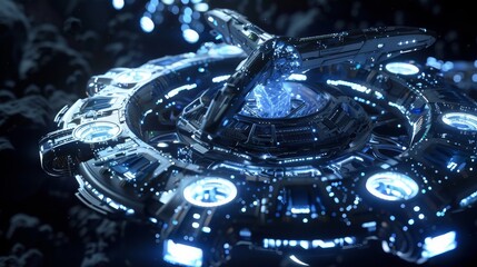 Aufkleber - A futuristic design of a space station  AI generated illustration
