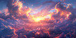 sunset over the cumulonimbus clouds