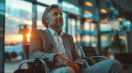 Businessman at airport waiting lounge