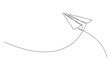 Paper plane One line drawing isolated on white background