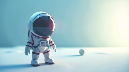 Aufkleber - A peaceful D render of a cartoon-style astronaut exploring space  AI generated illustration