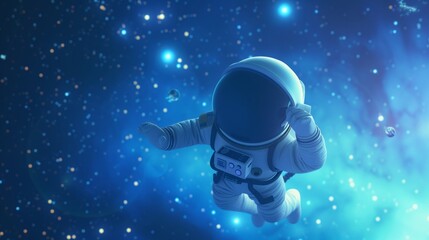 Poster - a peaceful d render of a cartoon-style astronaut exploring space ai generated illustration
