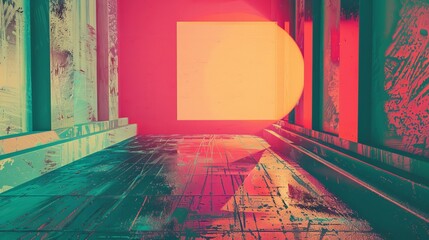 Poster - A retro-inspired background with a vintage aesthetic  AI generated illustration
