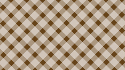 Poster - Brown and white seamless pattern diagonal checkered background