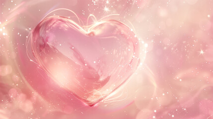 Canvas Print - Dreamy Pink Heart with Sparkles and Bokeh Effect for Valentine's Day