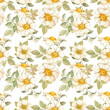 Seamless pattern of watercolor white peonies.