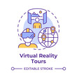 Virtual reality tours multi color concept icon. Technology integration in travelling. VR experience. Round shape line illustration. Abstract idea. Graphic design. Easy to use in blog post