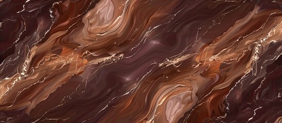 Poster - A detailed close up of a beautiful brown and white marble texture, resembling a mesmerizing blend of rock and water patterns