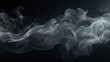 Smoke clouds, steam mist fog and white foggy vapor. Realistic smoke  particles isolated on black background. Beautiful swirling gray smoke.