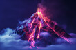Volcano illustration with 3d hologram