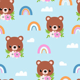 Fototapeta Pokój dzieciecy - Seamless pattern with bear faces