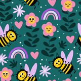 Fototapeta Pokój dzieciecy -  Bee seamless pattern for kids