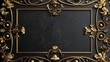 © Picza Booth - Elegant black and gold ornate frame background, concept of luxury, artistry, and classic design
