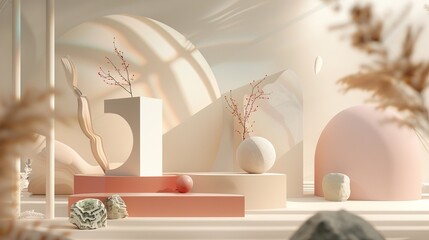 Poster - abstract shapes and whimsical elements in a dreamy setting ai generated illustration