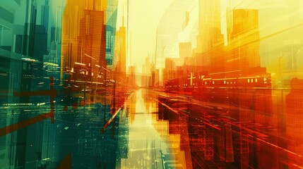 Wall Mural - An abstract interpretation of a futuristic cityscape  AI generated illustration