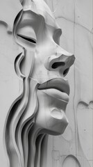 Aufkleber - Architectural elements shaping a human face  AI generated illustration