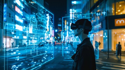 Fototapete - Blurring the lines between reality and simulation  AI generated illustration