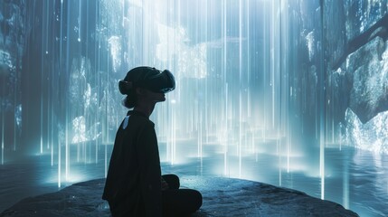 Fototapete - Blurring the lines between reality and virtuality  AI generated illustration