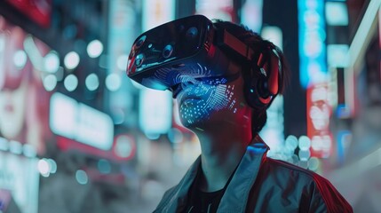 Fototapete - Blurring the lines between reality and virtuality  AI generated illustration
