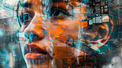 Aufkleber - Capturing the essence of the digital age through art  AI generated illustration