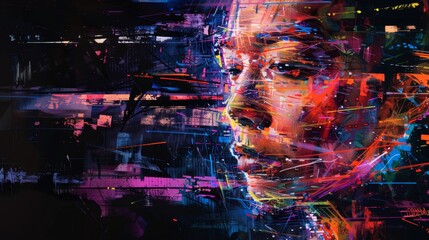 Fototapete - Capturing the essence of the digital age through art  AI generated illustration