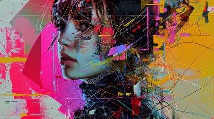 Fototapete - Challenging the notion of authorship in digital art  AI generated illustration