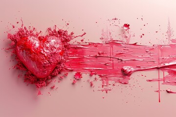 Canvas Print - Red soundwave morphing into a heart set against a light pink background.