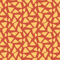 Nachos seamless pattern. Mexican cuisine repeat background. Tortilla chips endless cover. Vector flat hand drawn illustration.