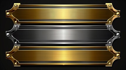 Aufkleber - Create an art deco-inspired design with two horizontal bars in gold and silver ideal for adding text  AI generated illustration