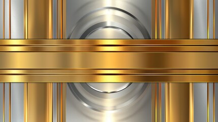 Aufkleber - Create an art deco-inspired design with two horizontal bars in gold and silver ideal for adding text  AI generated illustration