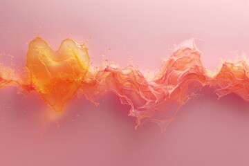 Canvas Print - Light pink background with a single yellow sound wave transforming.