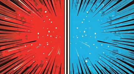Aufkleber - design a comic book-style layout with two horizontal bars in red and blue perfect for adding informa